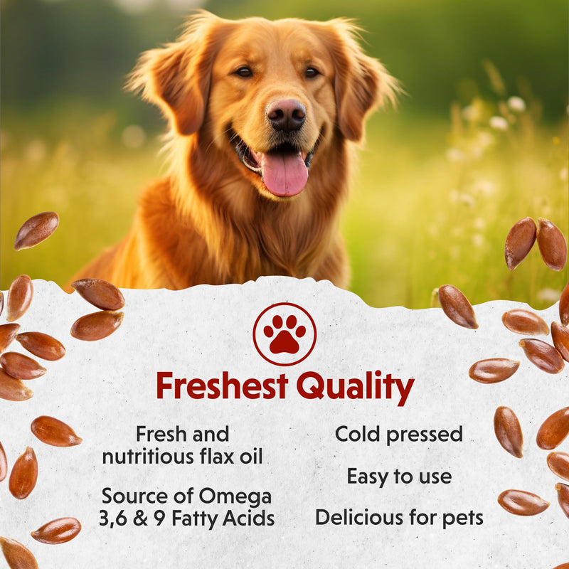 [Australia] - Barlean's Flaxseed Oil for Animals, Pet Essential Liquid Omega 3 Fatty Acids Cat and Dog Oil Supplements for Skin and Coat, Omega 3 for Dogs, Cats and Other Pets, 12 oz 