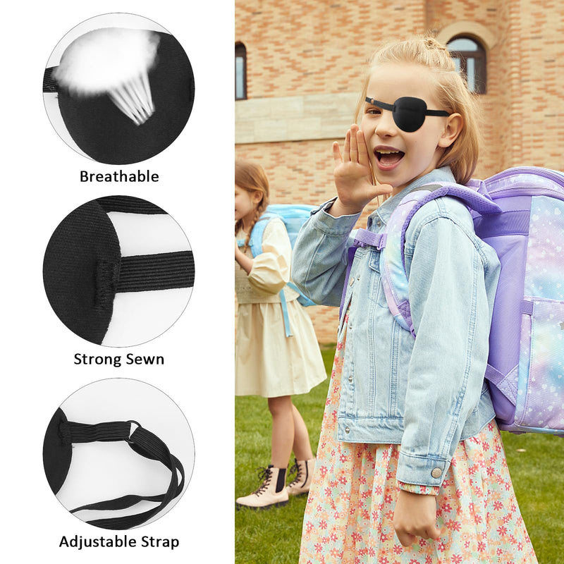 [Australia] - Pack of 4 Eye Patches, Medical Eye Patches for Adults and Children, 3D Adjustable Eye Patch Pirate Eye Patches for Left or Right Eyes Amblyopia Recovery Phase After (Black) 
