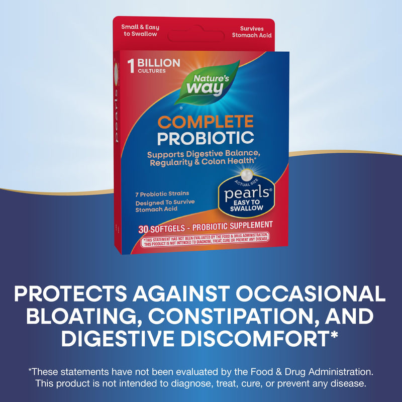 Nature's Way Complete Probiotic Pearls,Supports Digestive Balance*,1 Billion Live Cultures,Supplement for Men and Women,No Refrigeration Required,30 softgels,(Pack of 2) 30 Count (Pack of 2)