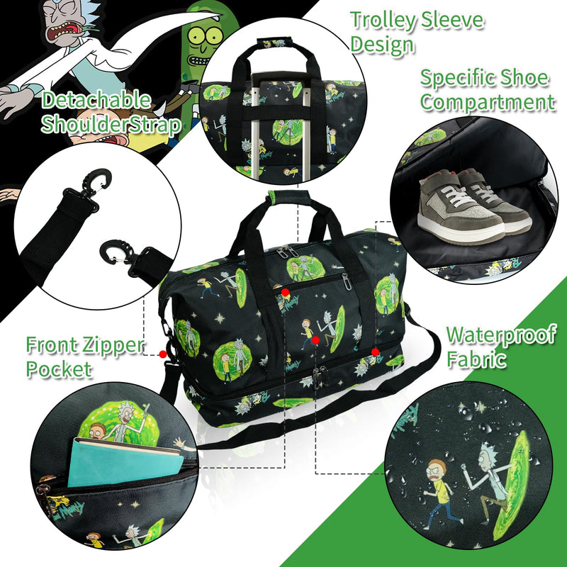 Fashion Travel Duffle Bag, Perfect for Travel, Gym, or Weekend Getaways | Durable Construction, Spacious Storage, Adjustable Shoulder Strap, Multiple Carrying Options RICKMORTY-0019