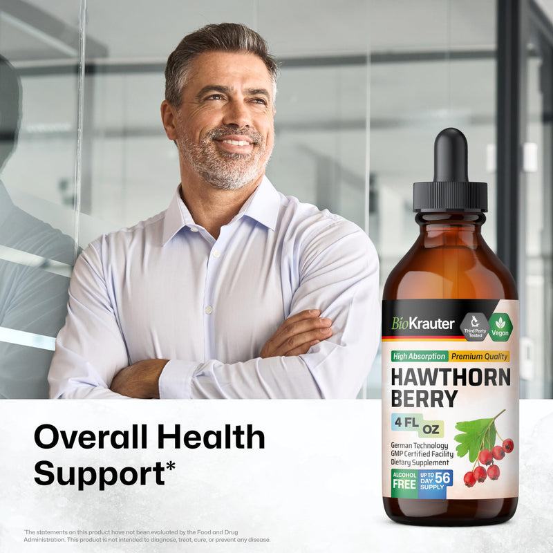 [Australia] - Hawthorn Berry Tincture - Organic Hawthorn Supplement - Nutrient Source - Alcohol and Sugar Free - Vegan Drops 4 Fl.Oz. 4 Fl Oz (Pack of 1) 