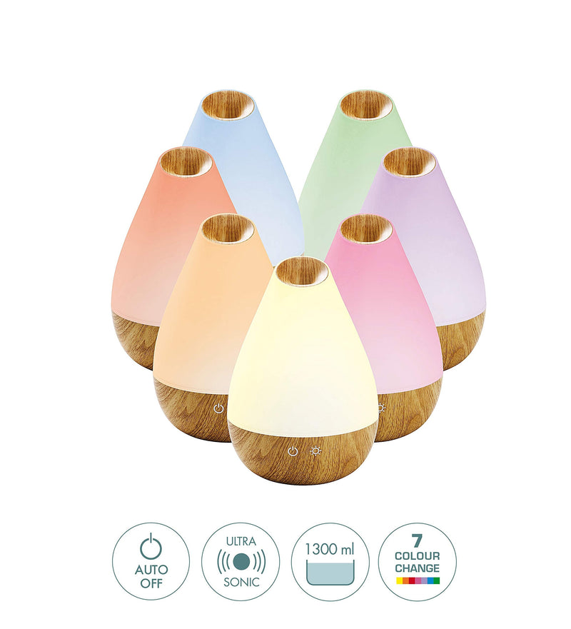 [Australia] - Promed Al-1300 Ws Aroma Diffuser 1300 ml, Ultrasonic Humidifier 1.3 Liters, Humidifier, Room Humidifier, Electric Fragrance Lamp Wooden Design with 7 Colors LED Light, Aroma Diffuser, Aromatherapy 