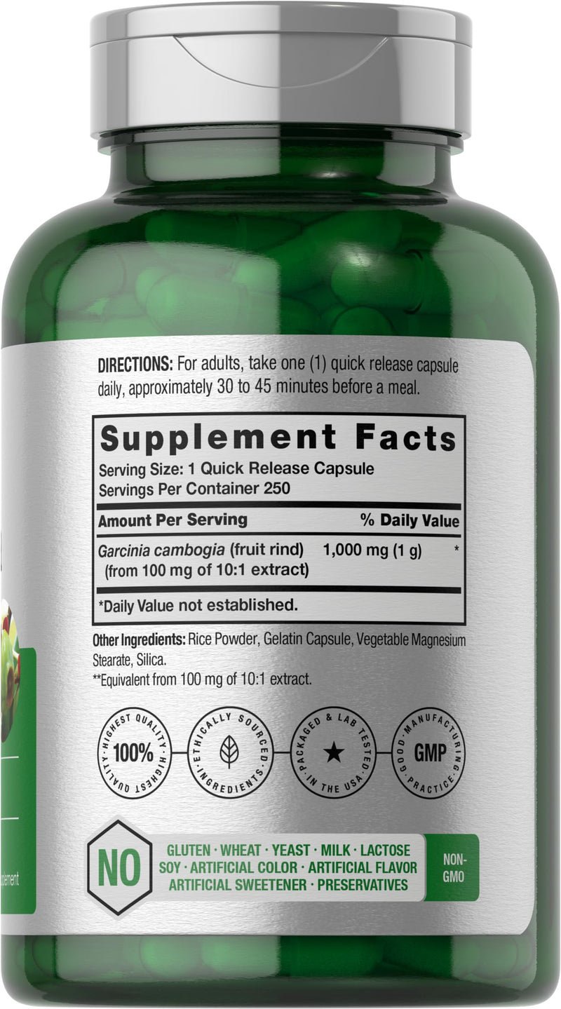 [Australia] - Horbaach Garcinia Cambogia Extract Pills | 1000mg | 250 Capsules | Herbal Extract Supplement | Non-GMO, Gluten Free 