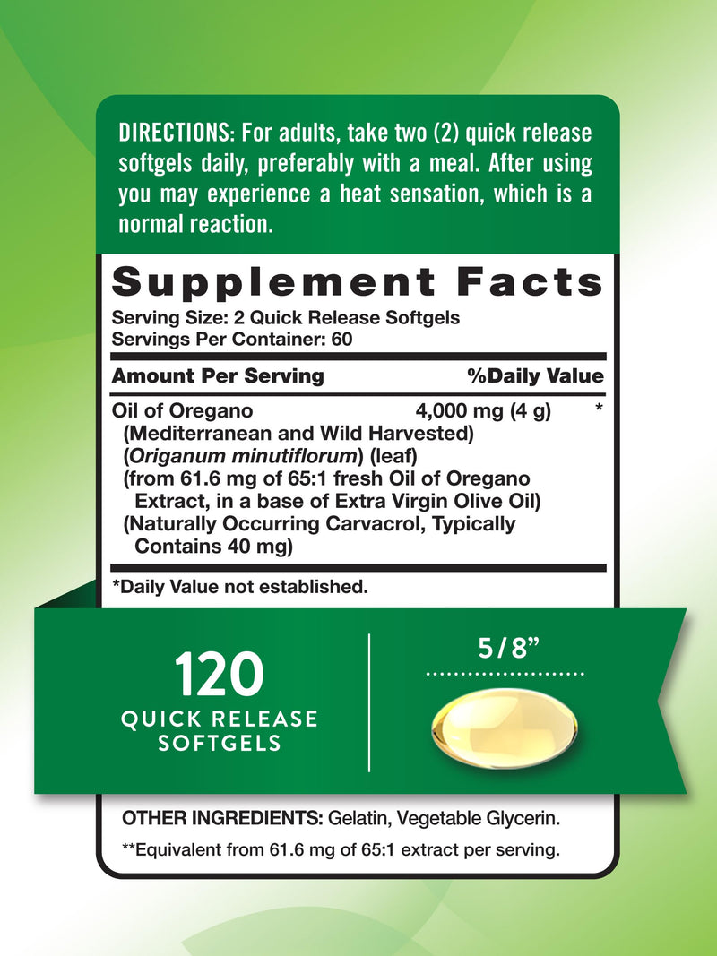 [Australia] - Nature's Truth Oil of Oregano Softgels | 4000 mg | 120 Count | Non-GMO & Gluten Free Herbal Supplement 