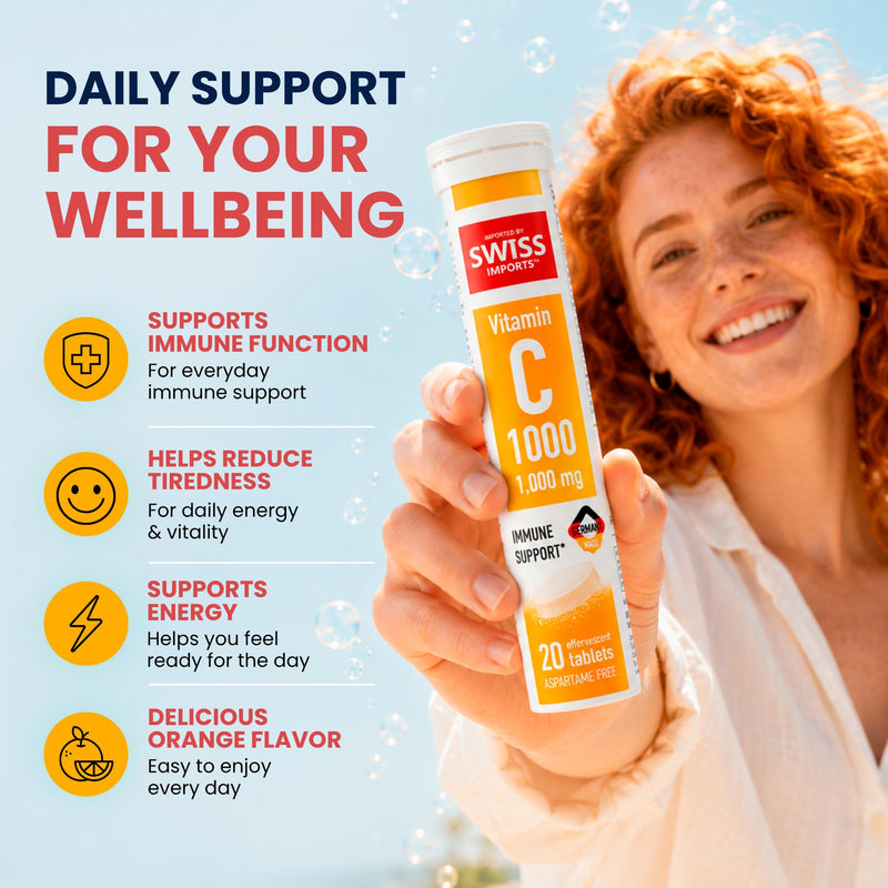 Effervescent Vitamin C 1000mg Dietary Supplement, 6-Pack, 120 Tablets Orange 20 Count (Pack of 6)