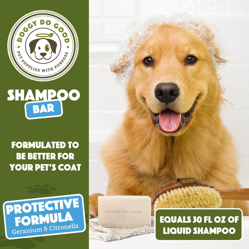 Doggy Do Good Deshedding Dog Shampoo Bar, Dog Soap Bar, Geranium & Citronella Shampoo for Dogs, Natural Dog Shampoo for Shedding Control, Hypoallergenic, Healthy Coat, Equals 30 oz Shampoo - PawsPlanet Australia