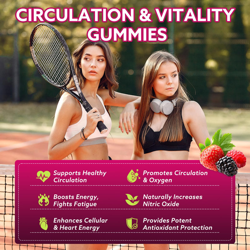 Beetroot Gummies - Beet Root for High Blood Pressure Supplements with Grape Seed Extract + CoQ10 + Black Pepper Extract + L-Citrulline + Vitamin C B12 Ultimate Heart for Blood Flow & Energy, 60 Count Mixed Berry 60 Count (Pack of 1)