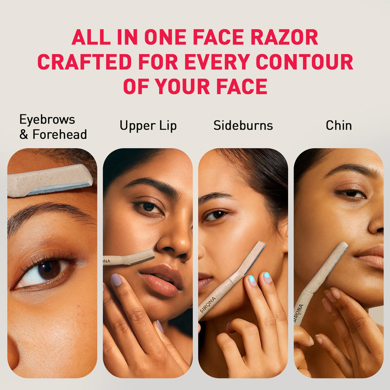 [Australia] - Sirona Blink & Glow Dermaplaning Razor for Women | Eyebrow Face Razor for Peach Fuzz & Precision Touch-Ups | Eyebrow & Facial Razor with Safety Cover - Pack of 3 3 Razors 