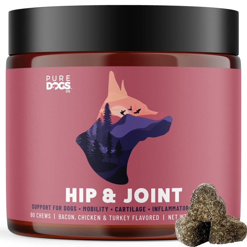 Pure Dogs Hip & Joint Dog Chews - Glucosamine Chondroitin & Green Lipped Mussel for Joint Pain Relief, Function & Mobility, Gut & Digestive Support - for Large & Small Breeds - 90 Chews 1 - PawsPlanet Australia