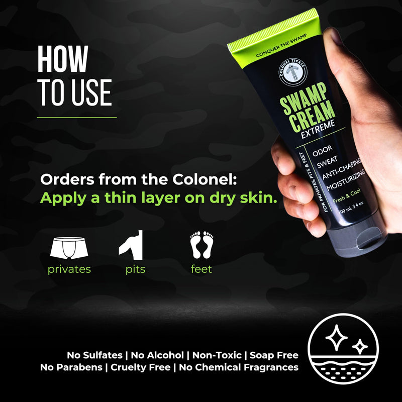 Swamp Cream Anti-Chafing Men Deodorant -3.4oz Pine Sage, 2Pk | 48-Hr sweat & odor control lotion for privates, pits or toes; aluminum-free pine sage tube formula keeps body fresh daily 3.4 Fl Oz (Pack of 2)