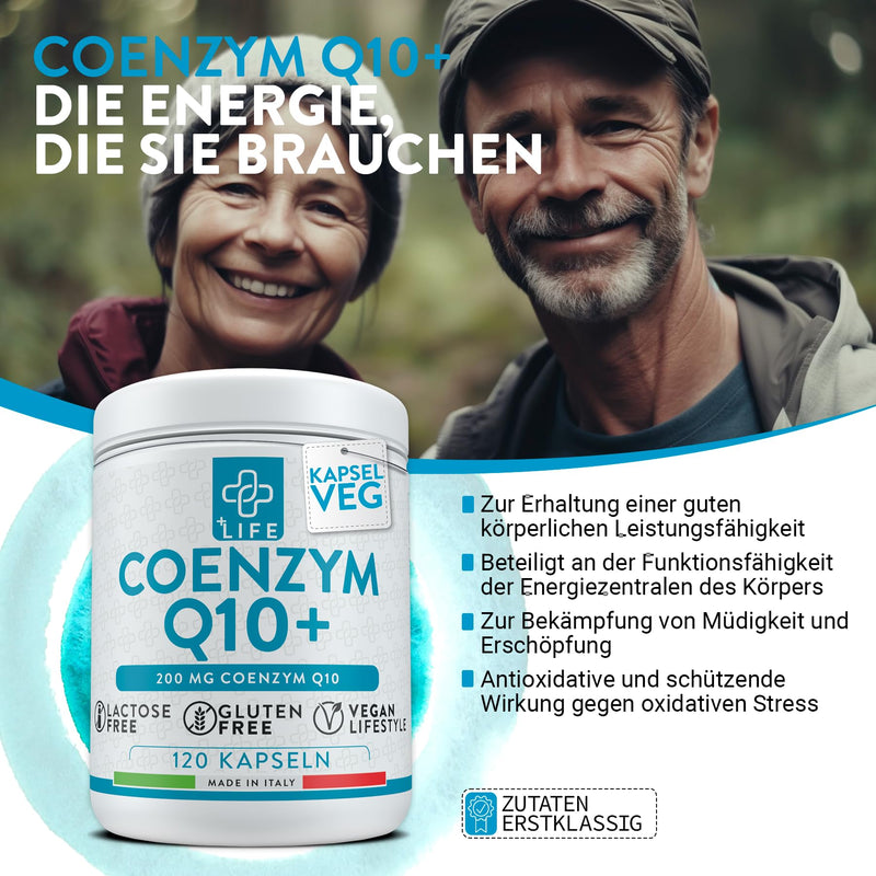 [Australia] - Q10 capsules high dosage 200mg PiuLife® 120 capsule vegan coenzyme q10 high dosage from ubiquinone antioxidant, vegan from fermentation anti-aging 