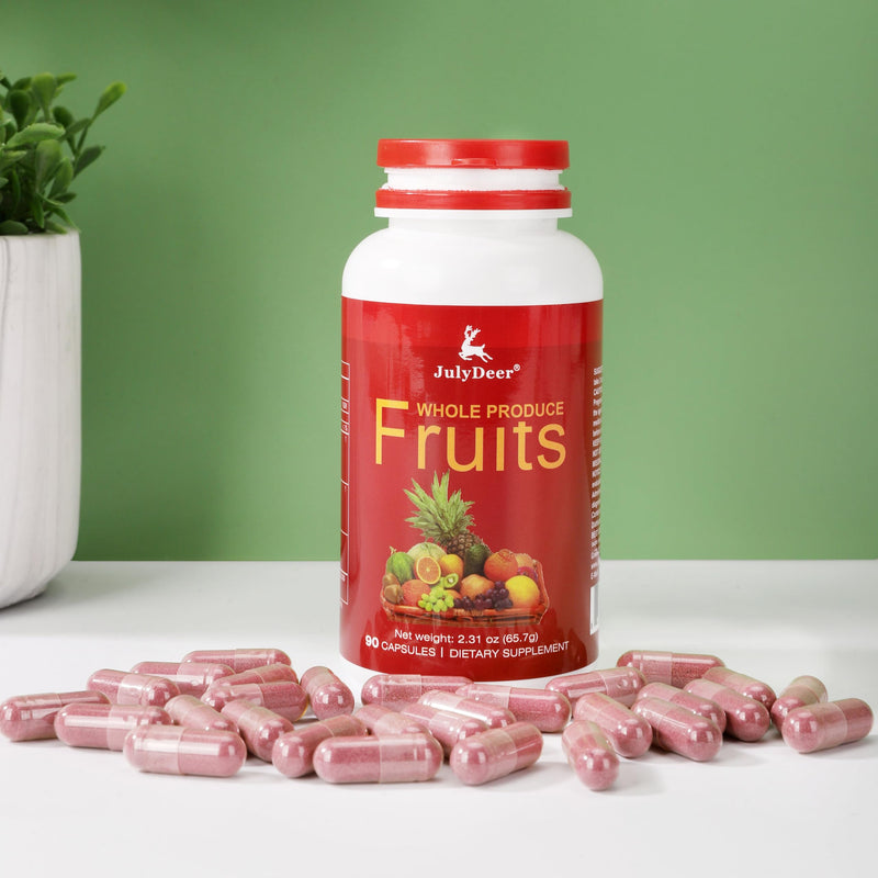 JulyDeer Fruits Supplement Balance of Natural – 90 Total Vegetarian Caps | 16 Whole Fruits Blend | Fresh Superfood Formula with Vitamins and Minerals for Daily Energy Replenishment, Boosting Vitality Fruit