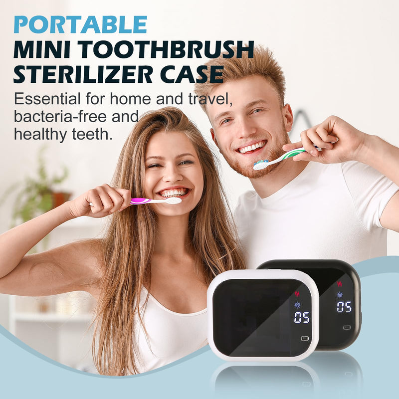 [Australia] - UV-C Toothbrush Cleaner, Portable Travel Cover for Manual/Electric Tooth brush, Magnetic Holder and Rechargeable Case for Any Size Toothbrush, Black 