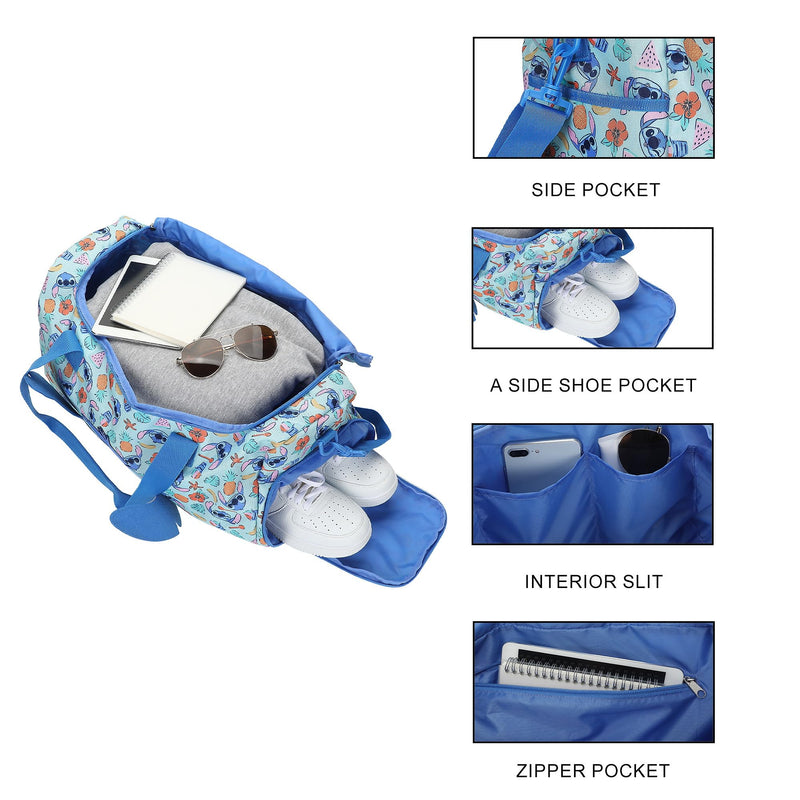 Lilo & Stitch Beach Print Blue 20” Duffel Bag Lilo & Stitch Beach Print Blue
