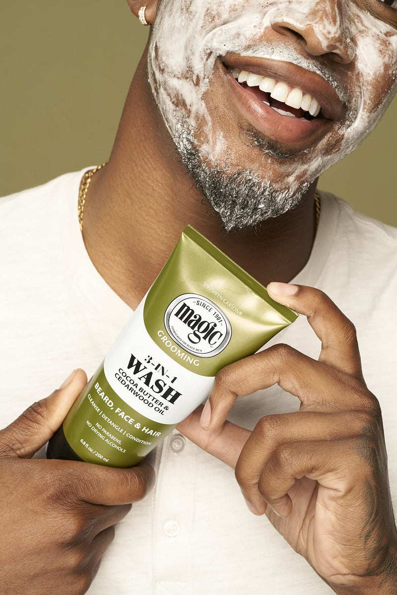 [Australia] - Softsheen-Carson Magic Shaving Beard Grooming Kit for Men with Cedarwood Oil, Includes Beard Butter, Scrub and Cleanser, Gift Set for Facial Hair Care,1 kit 