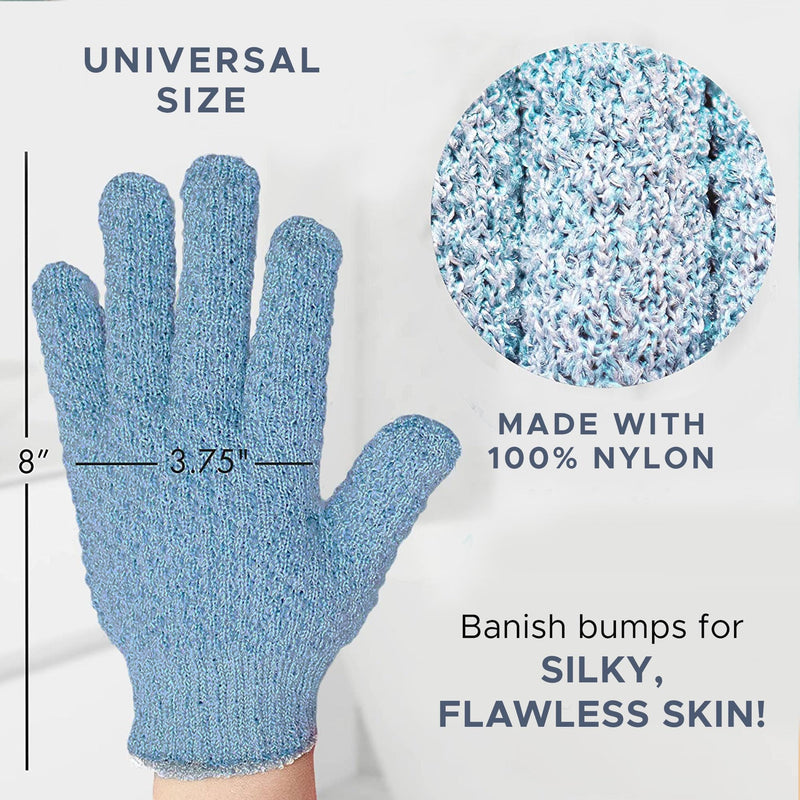 [Australia] - Exfoliating Glove (4 Pcs, 2 Pairs) - Heavy Exfoliate Glove for Dead Skin Bath Exfoliating Gloves for Shower Spa Massage & Body Scrub - Shower Gloves Exfoliating for Women & Men 