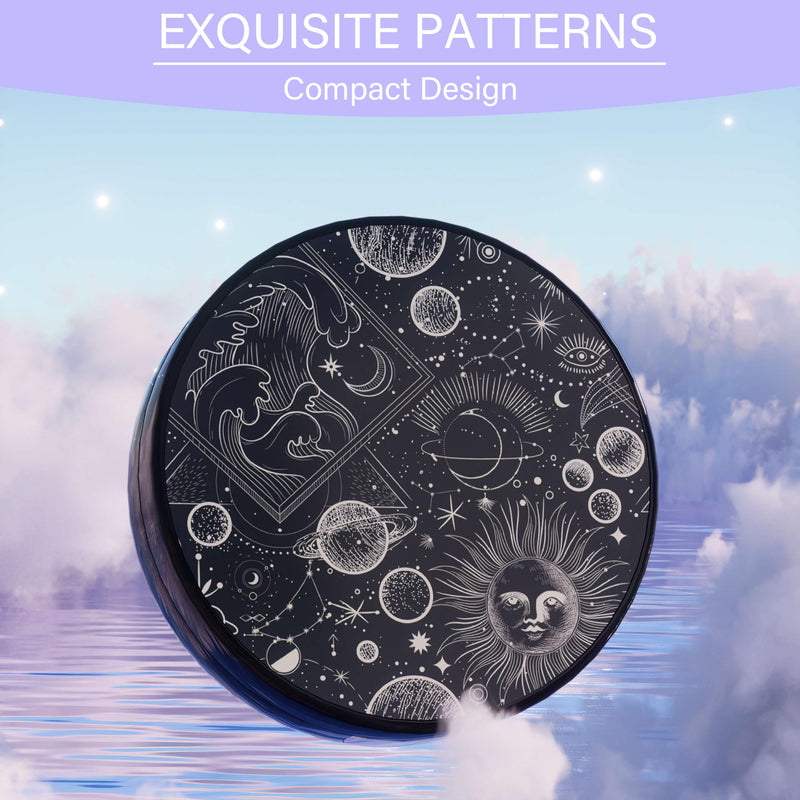 [Australia] - LRITER Contact Lens Case, Portable with Mirror, a Variety of Patterns and Shapes to Choose from, Auitable for Daily Makeup Office Travel Outdoor Use (Black Universe) Black Universe 