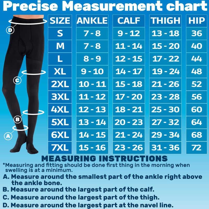 [Australia] - Opaque Compression Pantyhose for Men Circulation 20-30mmHg - A234 XL Black 