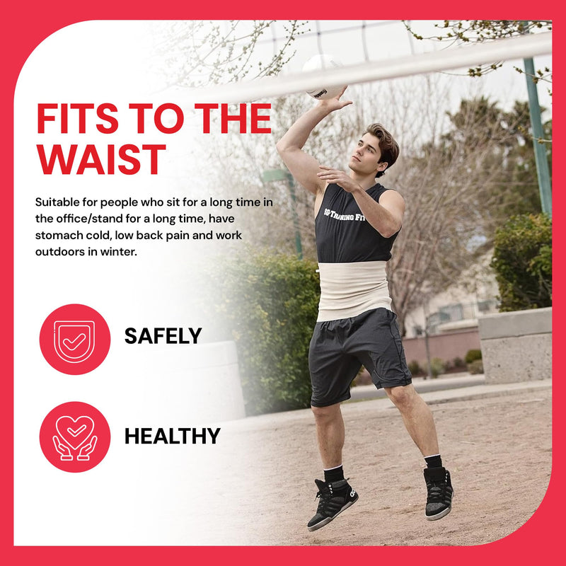 [Australia] - Lauma Medical Wool and Cotton Elastic Warming Belt for Lower Back Pain and Relief, Warming Kidney, Stretchy Brace Thermal Waist, Back Warmer - XL 