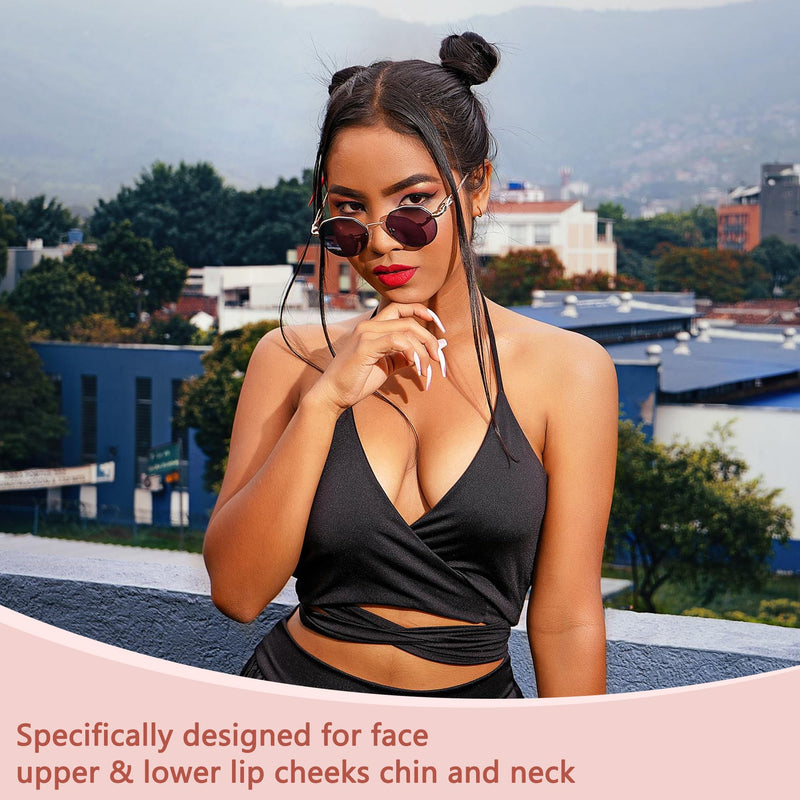 [Australia] - Facial Hair Remover for Women - as Seen on TV Painless Face Shaver - Electric Hair Removal Device for Face Lips Peach Fuzz with Light (Rose Gold) Rose Gold 