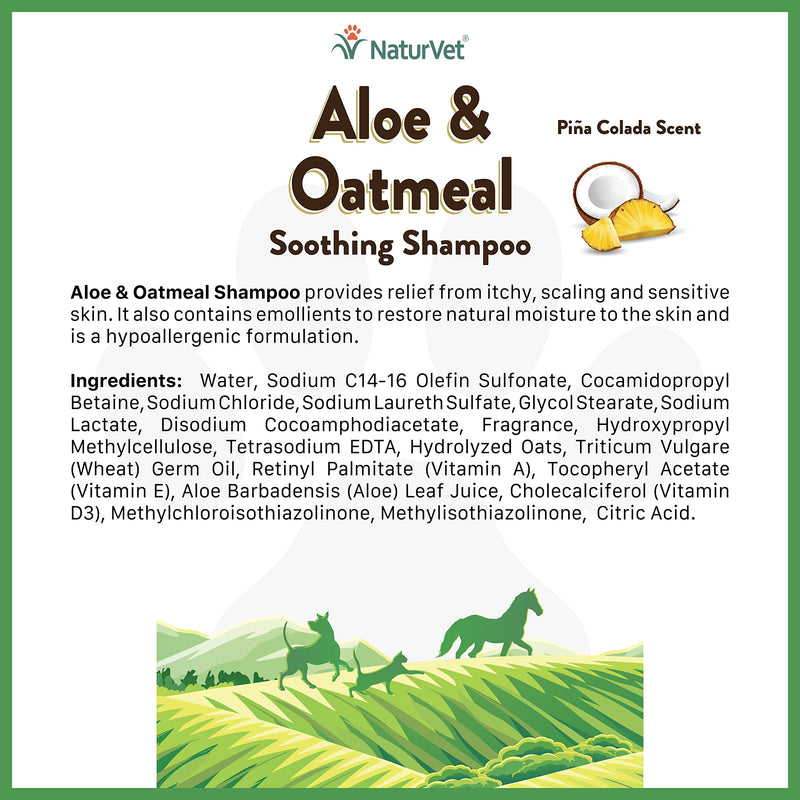 NaturVet Aloe & Oatmeal Soothing Shampoo for Dogs & Cats 16 oz - PawsPlanet Australia