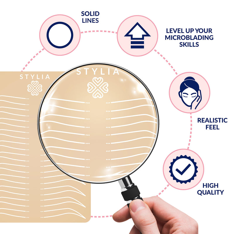 [Australia] - Stylia Microblading Practice Skins: Inkless, Realistic Fake Skin Sheets for Eyebrow Tattoo Training, 6 Count, Ivory 6 Ombre Double Sided 