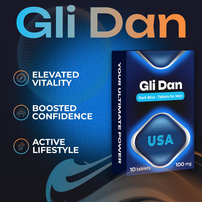 GliDan – 10 Dark Blue Stamina & Energy Tablets for Men | USA Herbal Formula with Korean Ginseng | Supports Performance & Confidence | Made in The UK