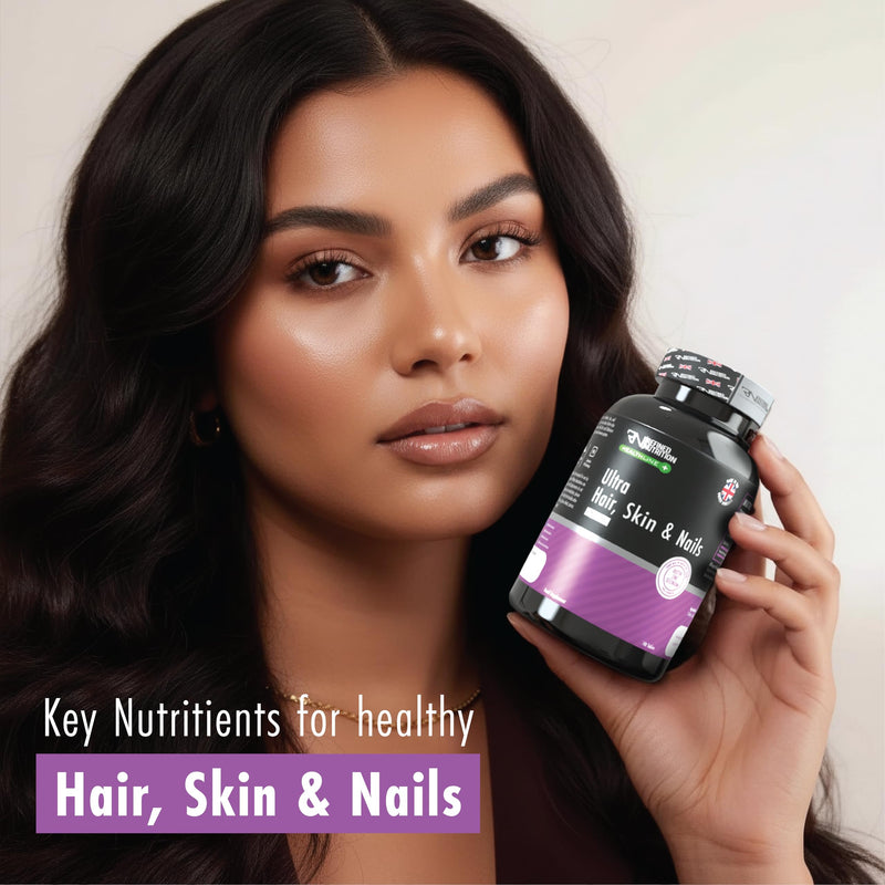 Refined Nutrition Ultra Biotin Tablets 12,000mcg – High Strength Hair Skin and Nails Supplement with Zinc & Selenium – 180 Vegan Tablets (90 Day Supply) – Made in the UK – Halal Certified