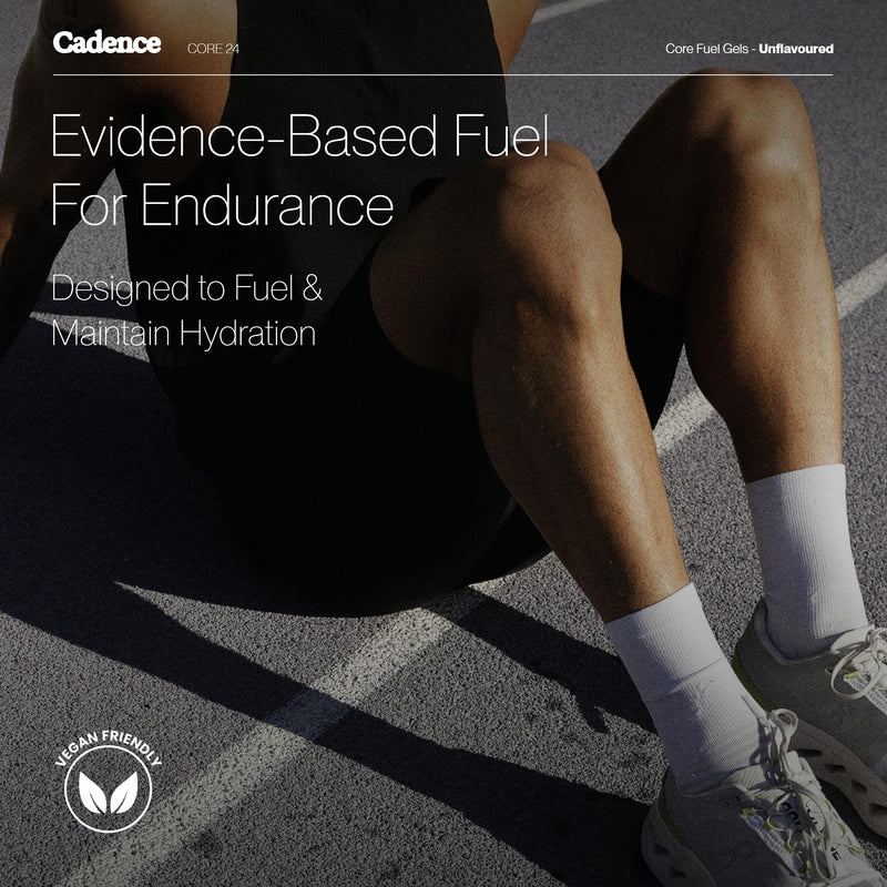 Cadence Core Energy Gels for Running Endurance - 24g Carbohydrates Per Serving with Electrolytes for Hydration - Dual Fuel Formula, Stomach Friendly - for Long Distance Sport, Cycling - 12 Pack