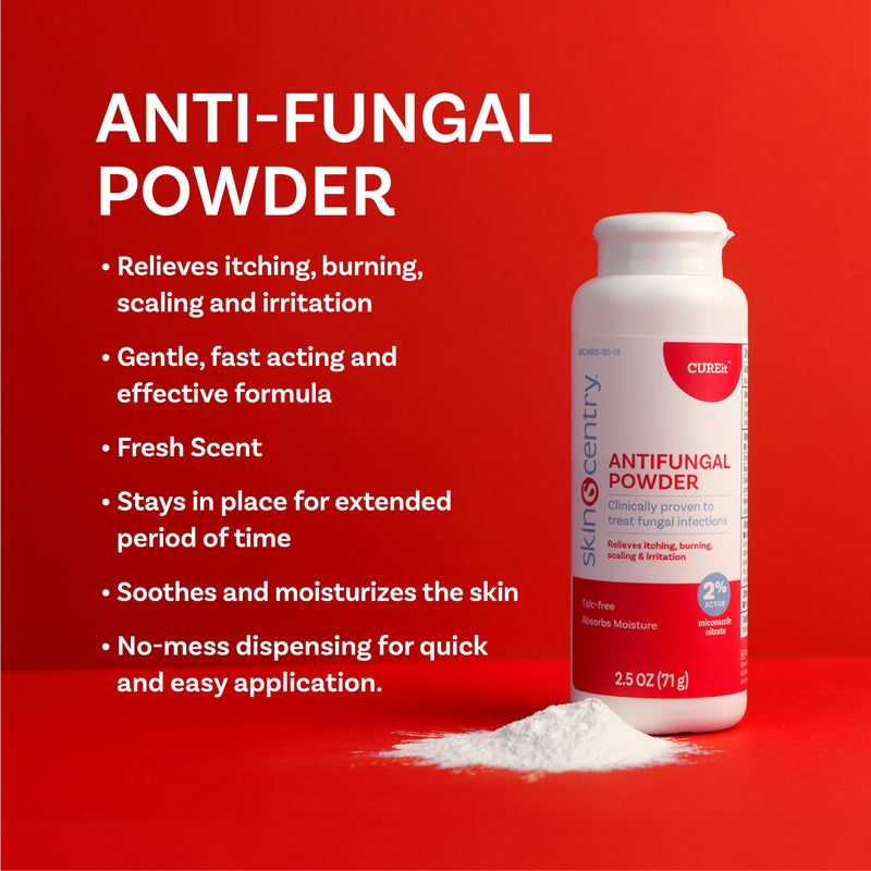 Antifungal Powder - 2% Miconazole Nitrate Treatment for Athlete’s Foot, Jock Itch & Ringworm, Talc-Free Moisture Control, Relieves Itching, Burning & Chafing - Pack of 3 (2.5 oz Each)