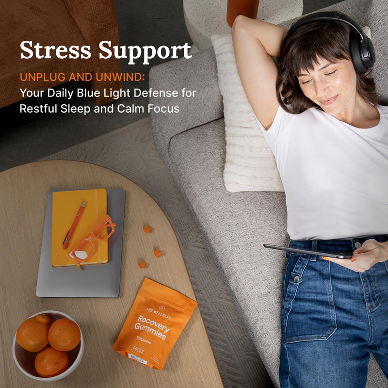 For Wellness Recovery Gummies | Tangerine Eye & Brain Support Supplements with Lutemax 2020®, Lutein, Zeaxanthin, Vitamin A & Cordyceps for Vision, Memory & Stress Support | Vegan, Non-GMO, 90 Count Focus