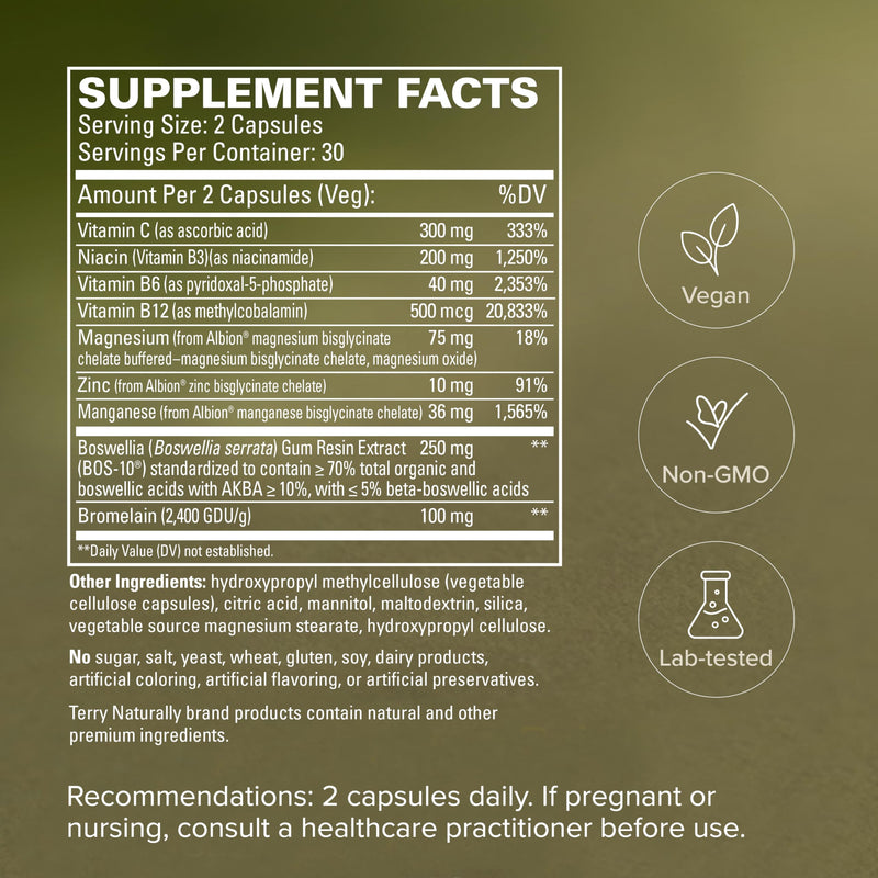 Terry Naturally Healthy Ligaments and Tendons - Collagen - 60 Count | Connective Tissue Support Supplement. 60 capsules.