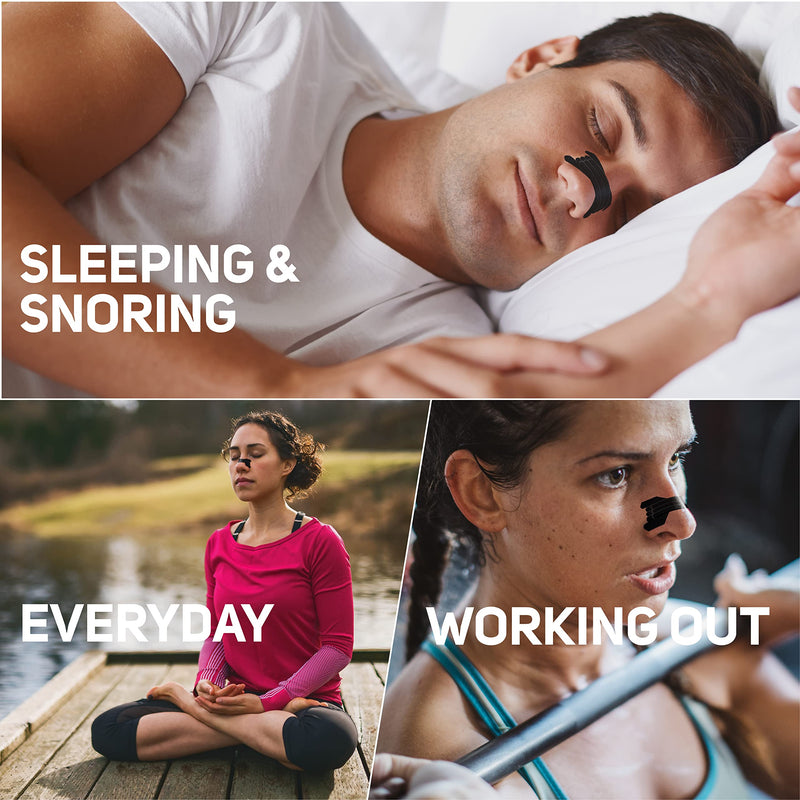 [Australia] - Extra Strength Nasal Strips 50 Ct, Nasal Dilators for Men & Women, Anti Snoring, Instant Congestion Relief for Cold & Allergy, Improves Sleep, Better Performance, for Day & Night, Black 