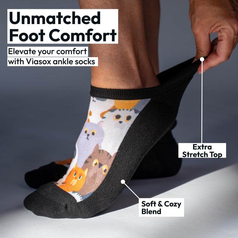 [Australia] - Viasox Diabetic Ankle Socks for Women & Men, Low Cut Non Binding, Seamless Neuropathy Socks Medium White 