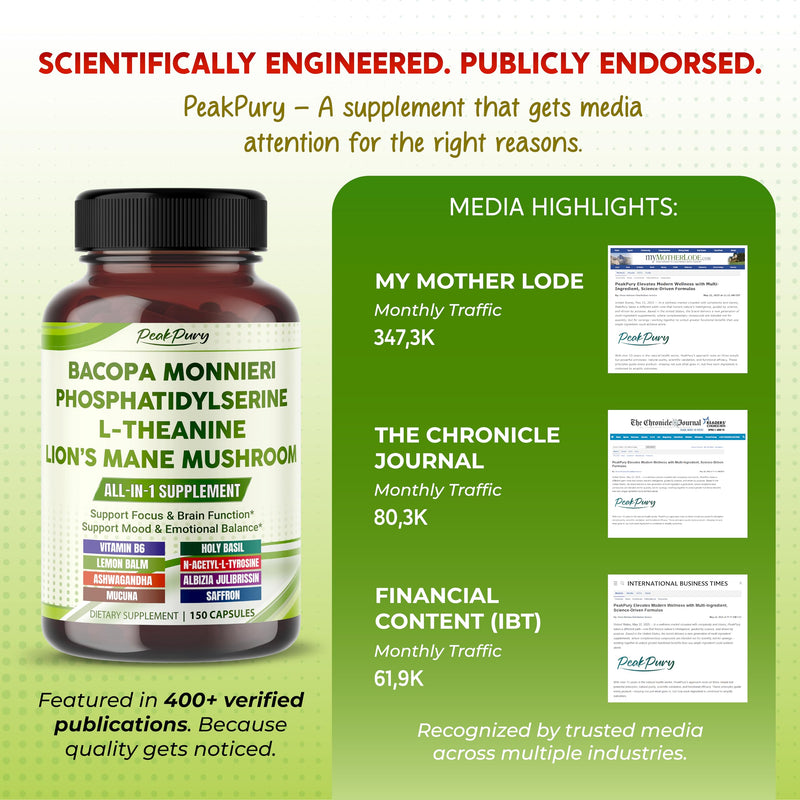 [Australia] - Premium Bacopa, Phosphatidylserine, L-Theanine & Lion‚Äôs Mane ‚Äì All-in-1 Supplement for Focus, Brain Function & Emotional Balance ‚Äì Made in The USA ‚Äì 150 Capsules 150 count (pack of 1) 