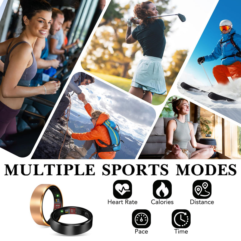 [Australia] - Smart Health Ring 2.0 for Women Men, Slim Scratch & Fingerprint Resistant Design,Efficient Chip Fitness Tracker, Monitors Heart, Blood Oxygen & Pressure, Sleep, Steps, Waterproof, iOS & Android, RG 8 8# Rose Gold 