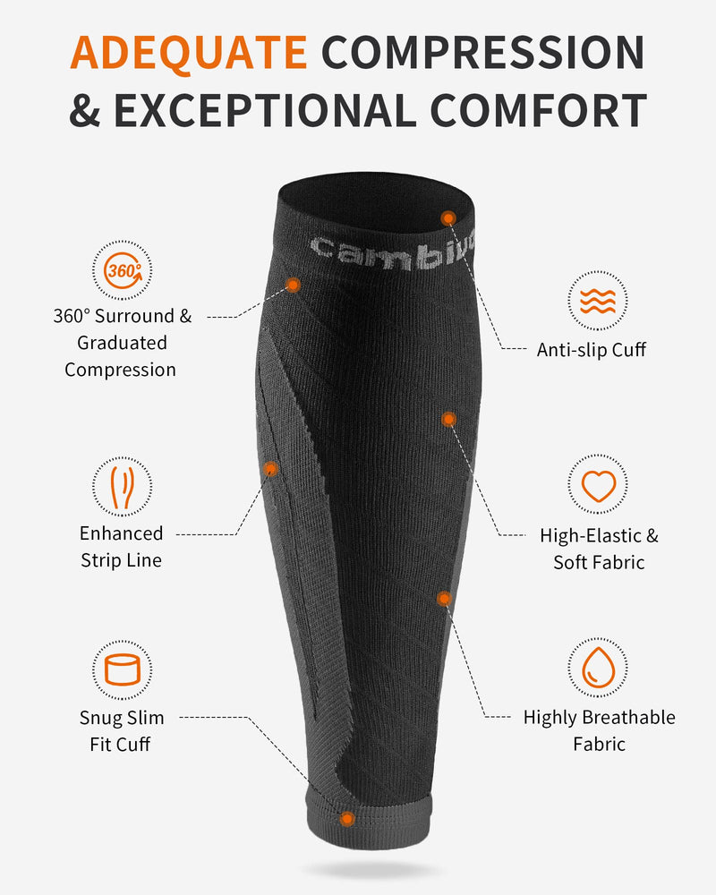 [Australia] - CAMBIVO 3 Pairs Calf Compression Sleeve for Women Men, Leg Support for Shin Splints Large-X-Large Black 