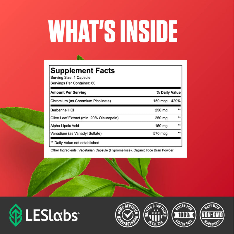 [Australia] - LES Labs Insulin Health – Metabolic Health and Support, Lipid & Carbohydrate Metabolism – Berberine, Chromium, Olive Leaf, Alpha Lipoic Acid & Vanadium – Non-GMO Supplement – 60 Capsules 