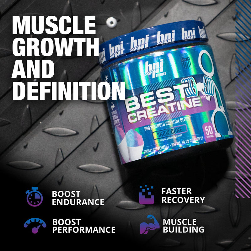 [Australia] - BPI Sports Best Creatine - Creatine Monohydrate, Himalayan Salt - strength, Pump, Endurance, Muscle Growth, Muscle Definition - No Bloat - Snow Cone - 50 servings - 10.58 Oz 50 Servings (Pack of 1) 