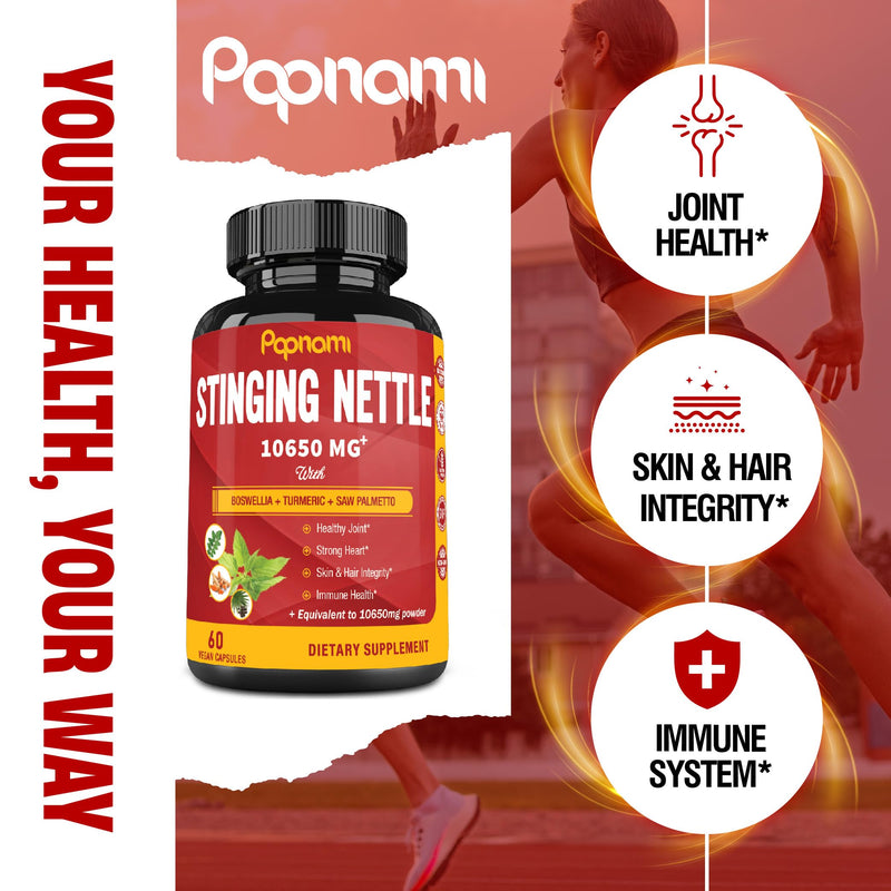 [Australia] - Stinging Nettle Extract Capsules - Equivalent to 10650MG with Boswellia, Turmeric & Saw Palmetto - 2 Month Supply for Joint, Body Management, Skin, Hair & Immunity 