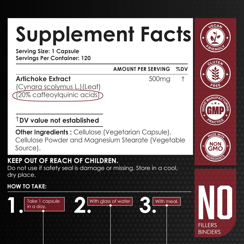 [Australia] - Amalth Artichoke Leaf Extract 120 Veg Capsules -20% Caffeoylquinic Acid Standardized Extract - Supports Liver & Digestion Non-GMO Gluten Free 90 Count (Pack of 1) 