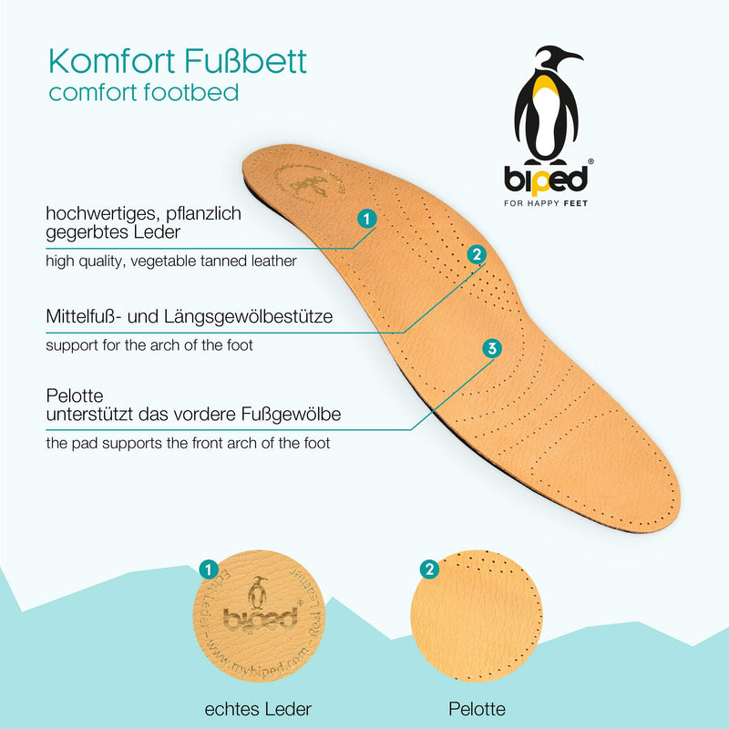 [Australia] - biped Premium footbed made of vegetable tanned leather - with pad - metatarsal support - heel pad and activated carbon z1706 (41) 41 