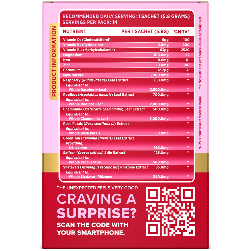 Wellgard Mellow Moon - Menstrual & Period Comfort with Saffron, Shatavari, Rosa Centifolia, Magnesium, Iron, B-Vitamins, Zinc & Chromium, 14 Sachets for 2-3 Cycles