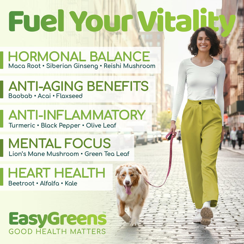 EasyGreens - Organic Greens Superfood Capsules – 100 Vegan Capsules - Soil Association Certified Natural Vitamin and Mineral - 40 Raw Greens, Fruits, Vegetables, Mushrooms, Sprouts, Seeds and Herbs