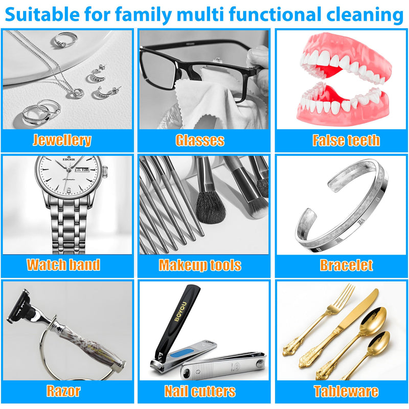[Australia] - Ultrasonic Retainer Cleaner Machine,48 kHz Ultrasonic Cleaner,600ML Portable Ultrasonic Cleaner for Braces, Mouth Guards, Aligner, Toothbrush, Eyeglasses, Jewelry(Black) 