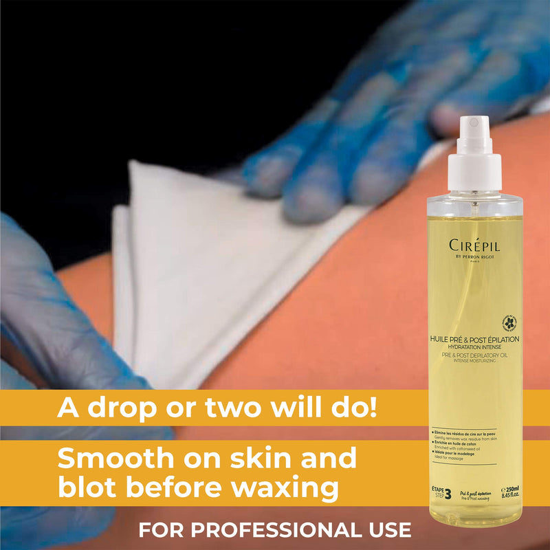 Cirepil - Pre & Post - Depilatory Oil - 250ml / 8.45 fl oz - Protects the Skin Before Waxing & Removes Wax Residue - Pre-Waxing & Post-Waxing 8.45 Fl Oz (Pack of 1)