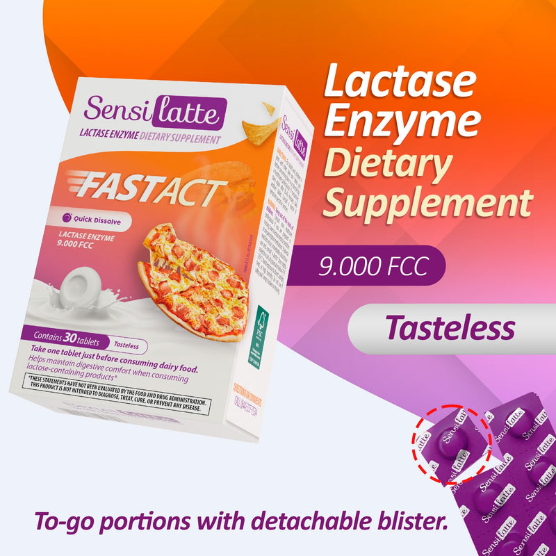 [Australia] - Lactase Enzyme 30 Tablets No Flavor - 9.000 FCC - Sensilatte ‚Äì Quick Dissolution ‚Äì Helps with Digestive Comfort ‚Äì Prati Donaduzzi Tasteless / No Flavor 30 Count (Pack of 1) 