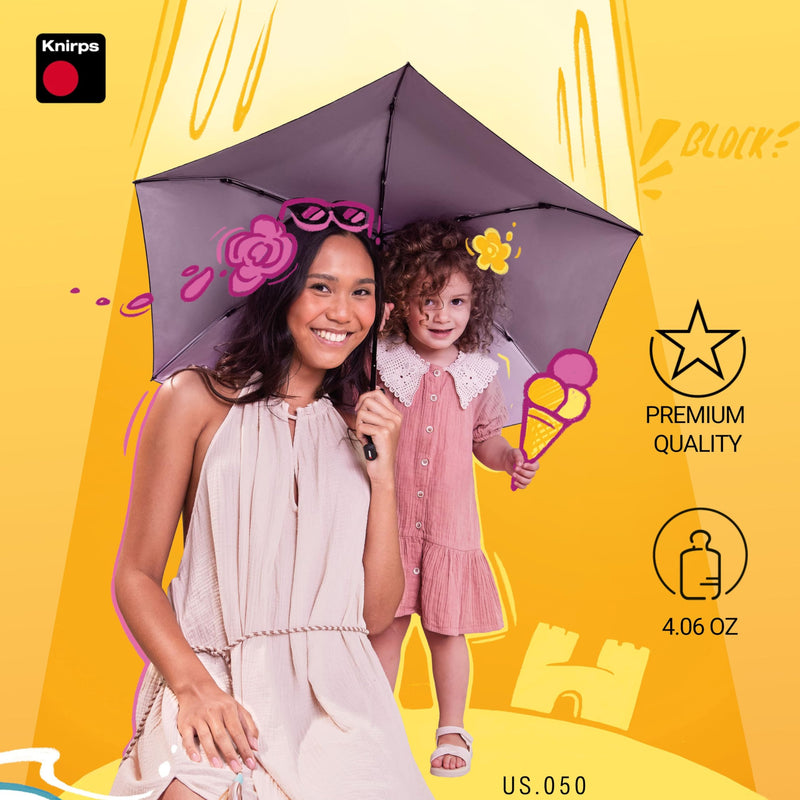 Knirps US.050 Ultra Light Pocket Size Manual Rain Umbrella with Carrying Case Aqua