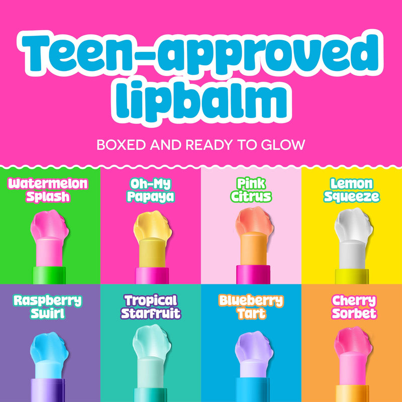 BeYoutiful Skincare Natural Lip Balm for Teens, Tweens and Teens, Set of 8 | With Shea Butter & Vitamin E, 8 Fruity Flavors in a Gift Box, Gifts for Kids Girls, Cruelty Free Formula, Gentle Formula Lip Balm Gift Set