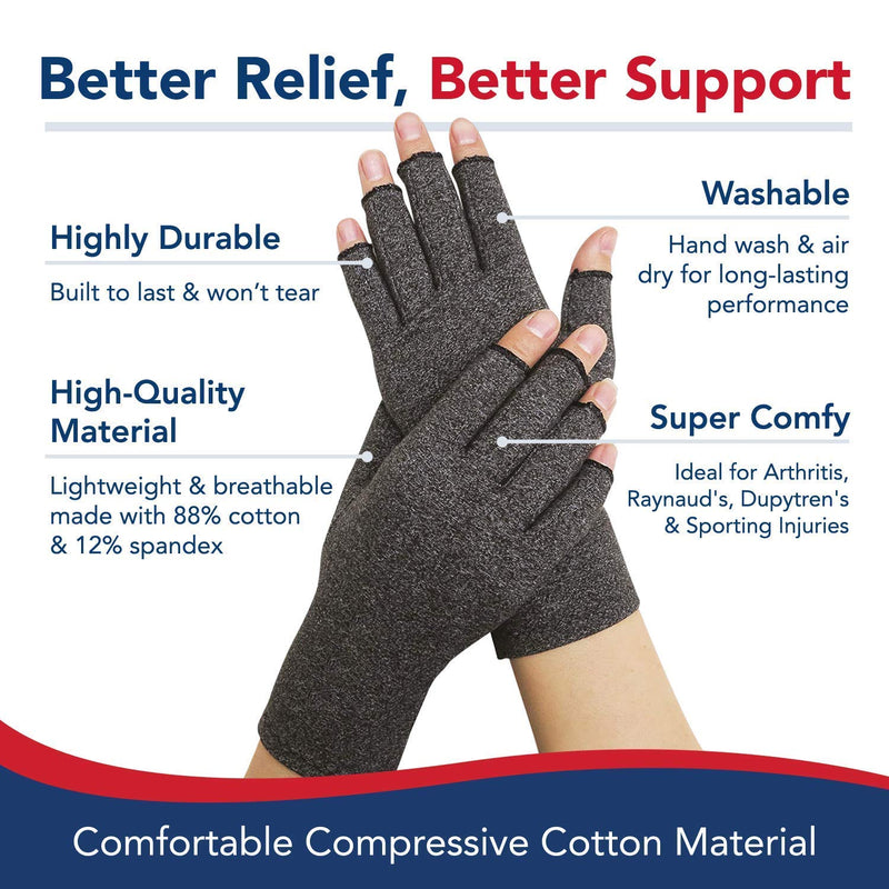 Bundle: Heat Therapy Arthritis Gloves (1 Pair, Pink) + Compression Gloves (1 Pair, XL)